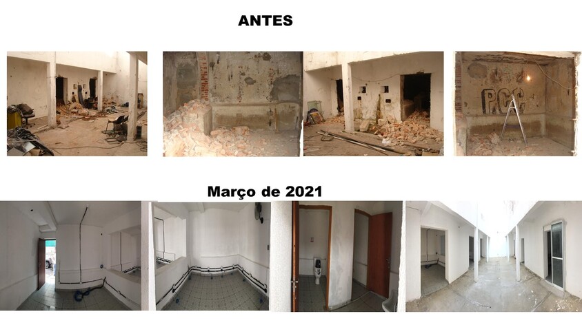 Foto do espaço do antes e o depois da nossa reforma.