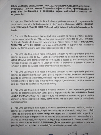 Ficha de proposta da audiência pública de Ermelino Matarazzo