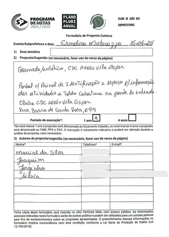 Proposta Coletiva Audiência Pública