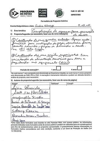 Proposta Coletiva Audiência Pública