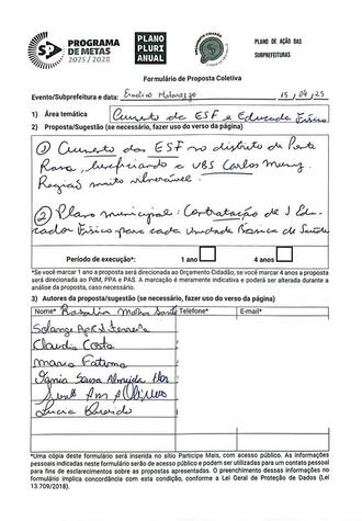 Proposta Coletiva Audiência Pública