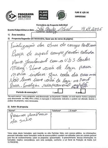 Proposta Individual Audiência Pública