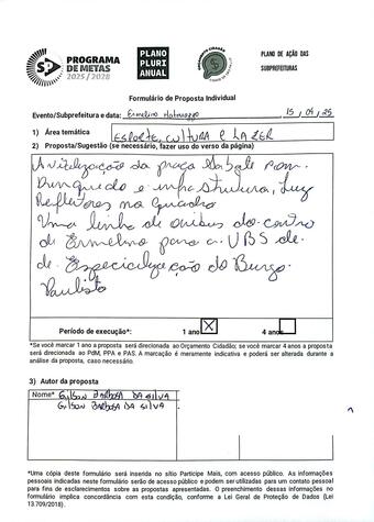 Proposta Individual Audiência Pública