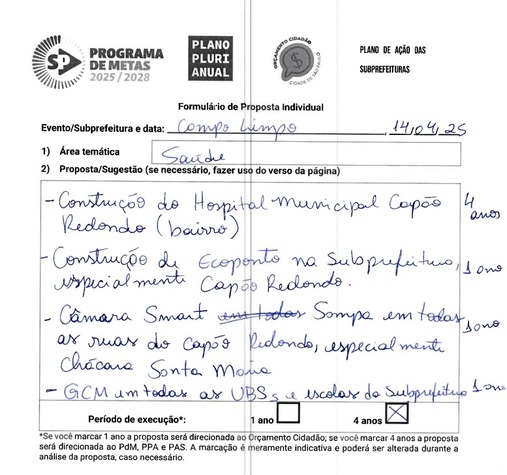 Formulário da proposta