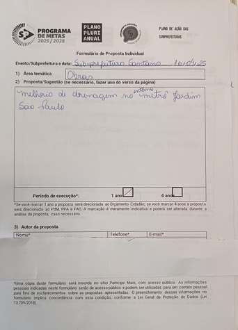 Formulário de proposta individual:elaborado em audiência pública