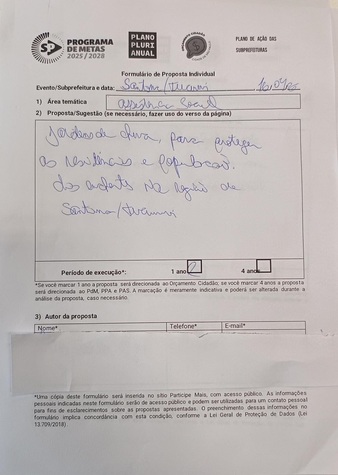 Formulário de proposta individual:elaborado em audiência pública
