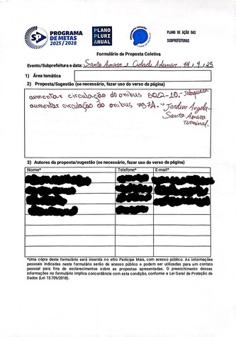 Proposta coletiva para aumento das linhas de ônibus 5012-10 e 737A