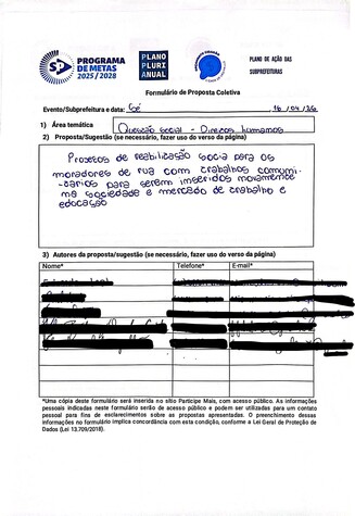 Processo de reabilitação social para moradores de rua