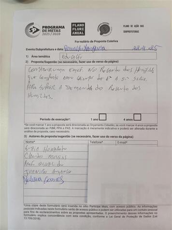 Formulário de proposta individual:elaborado em audiência pública