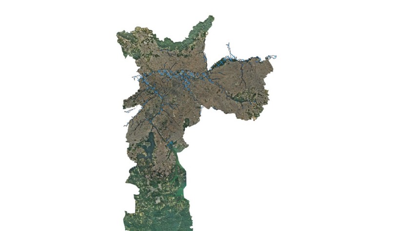 Mapa da Cidade de São Paulo com a mancha de inundações. "Geosampa"