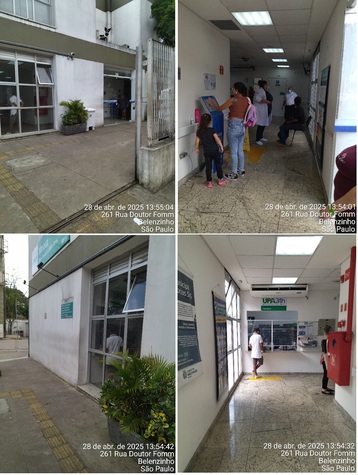 Fotos da entrada e da farmácia