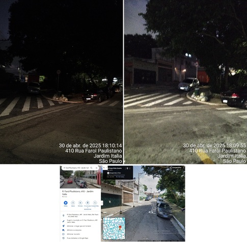 Foto da Praça escura e foto do poste 