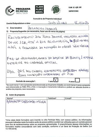 Proposta Individual Audiência Pública