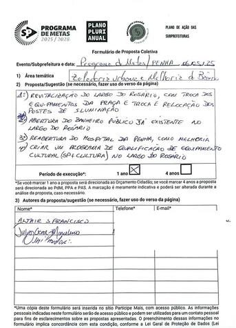 Proposta Coletiva Audiência Pública