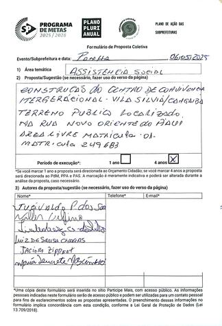 Proposta Coletiva Audiência Pública