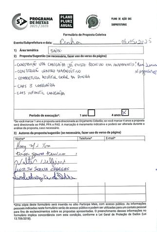 Proposta Coletiva Audiência Pública