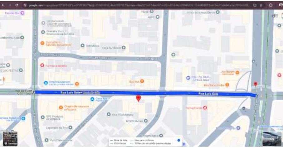 Figura 1 – Trecho proposto para a conexão – Fonte: Google Maps