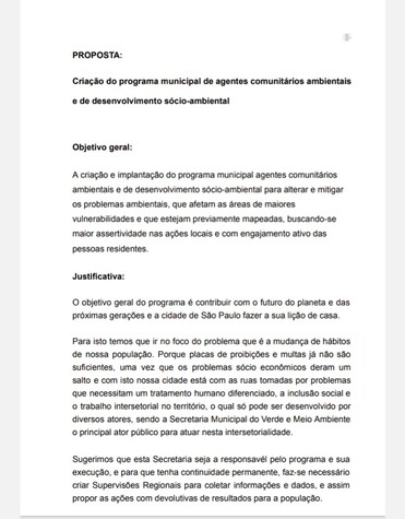 Criar o Programa de Agentes Socioambientais 