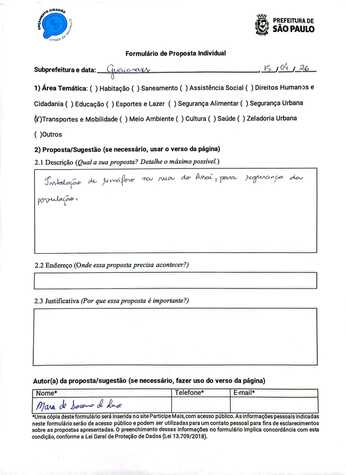Audiência Pública - Proposta Individual