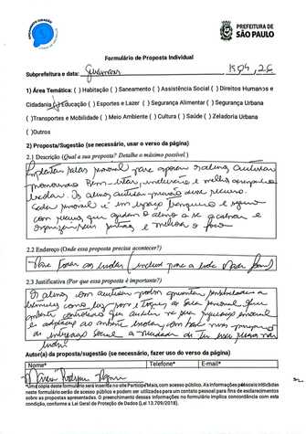 Audiência Pública - Proposta Individual