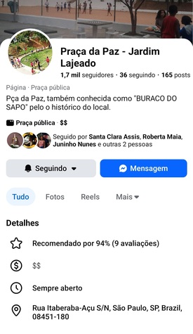 Página oficial da Praça 