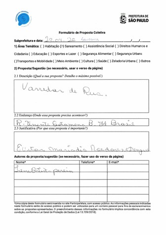 Proposta de varredor de rua