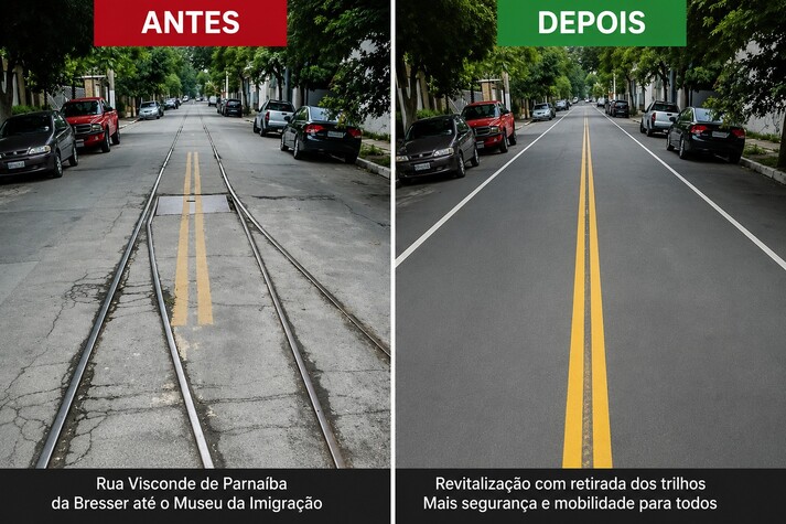 Estudo para remoção dos trilhos abandonados da Rua Visconde de Parnaíba